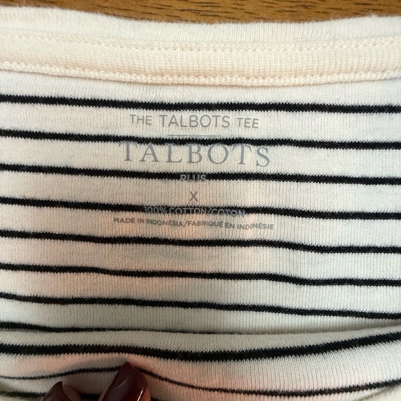 Talbots Black and White Striped Tee 0X X - Picture 3 of 5